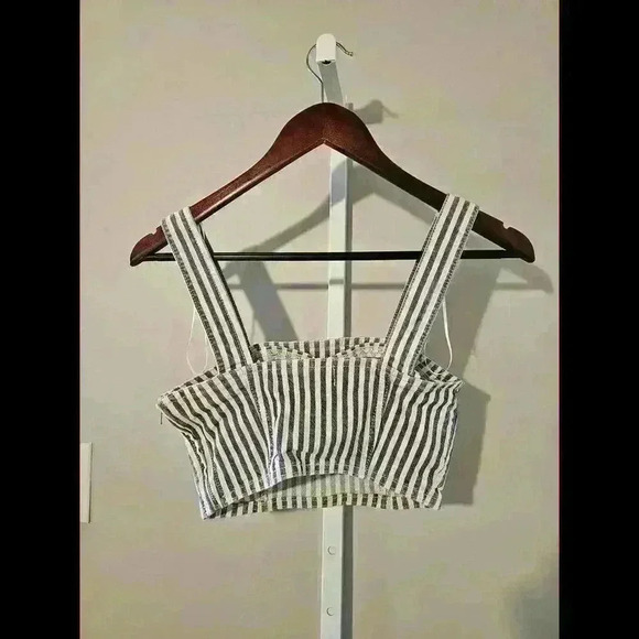 Zara Striped Crop Top with Wide Straps - Picture 2 of 4